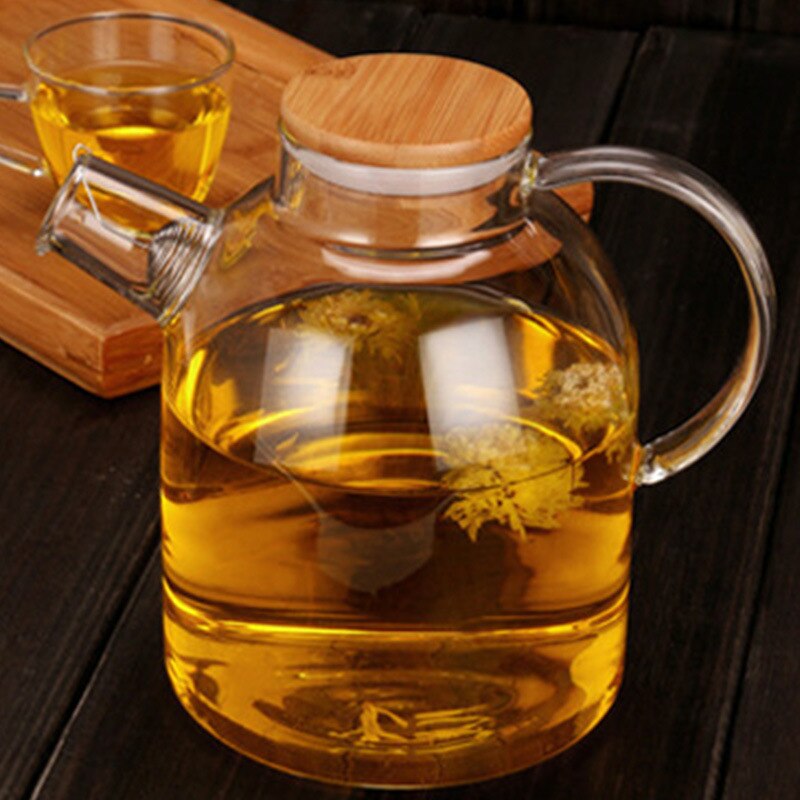 1L/1.8L Big Transparent Borosilicate Glass cup Teapot Heat-Resistant Large Clear Pot Flower Tea Set Puer Kettle Office Home Tool: 1.8L D