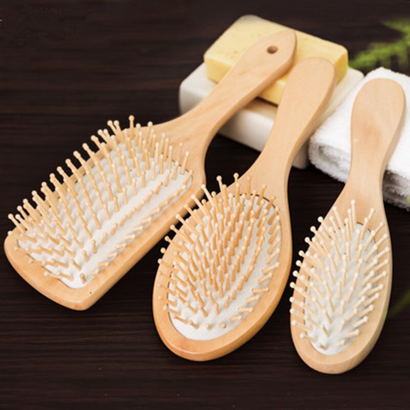 1Pc Houten Kam Professionele Gezonde Peddel Kussen Haaruitval Massage Borstel Haarborstel Kam Hoofdhuid Hair Care Gezond Bamboe Kam