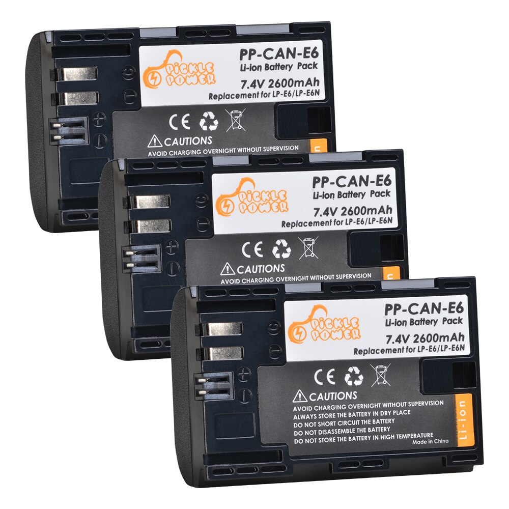 LP-E6 LP E6 LPE6 LPE6N batería + LED construido-en el cargador Dual USB para Canon EOS 5D 6D 7D 60D 70D 80D Mark II Mark III: 3 battery