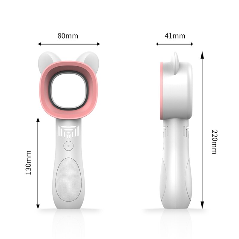 Mini ventilador sin aspas, carga USB, orejas de gatos de dibujos animados, 3 velocidades, portátil para el hogar, Oficina DC120