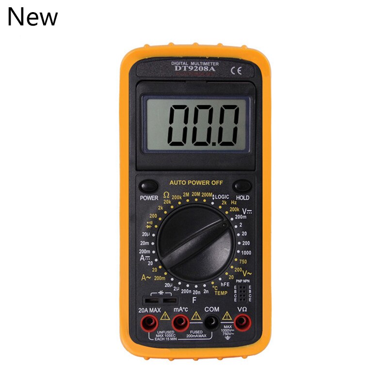DT9208A Portable Multimeter LCD Digital Multimeter Ammeter Voltmeter Resistance Capacitance Testmeter Handheld: New