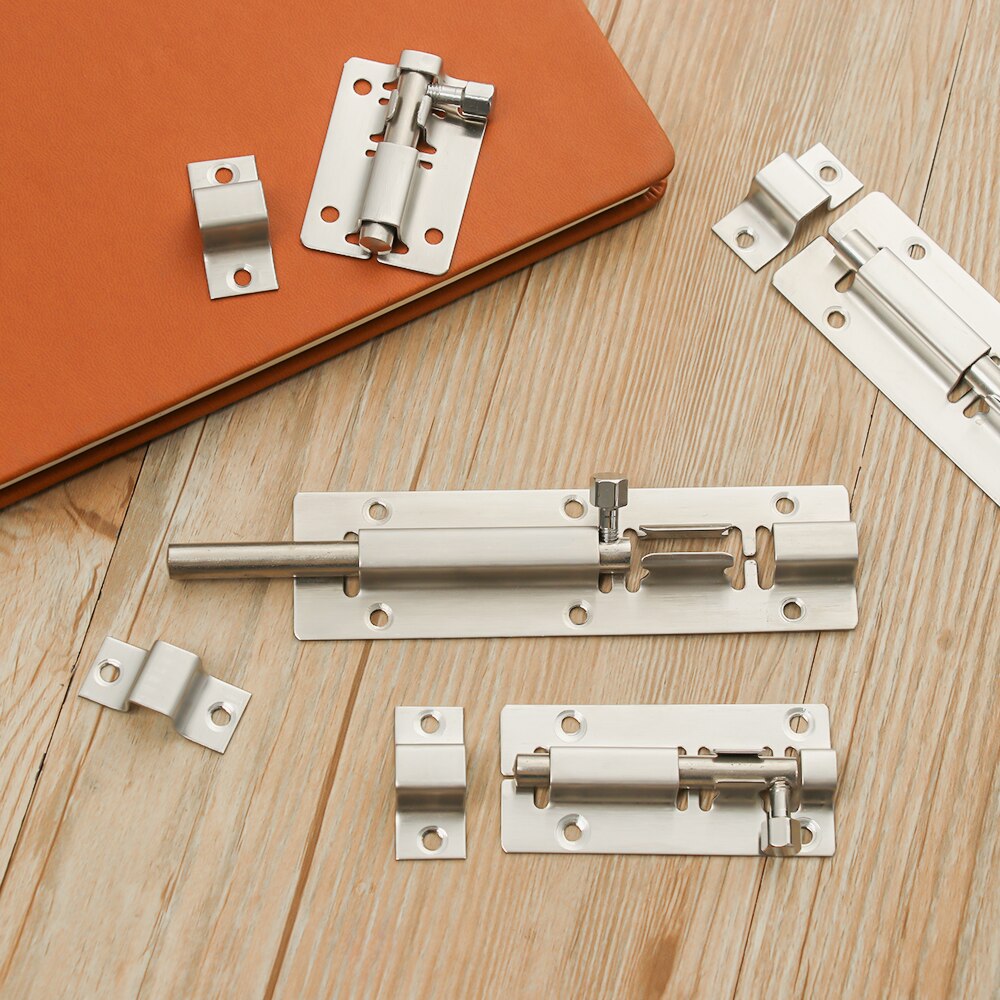 2-12 Inch Stainless Steel Door Lock Buckle Furniture Bolts Garden Gate Locks Sliding Door Chain Latch Home Security Hardware