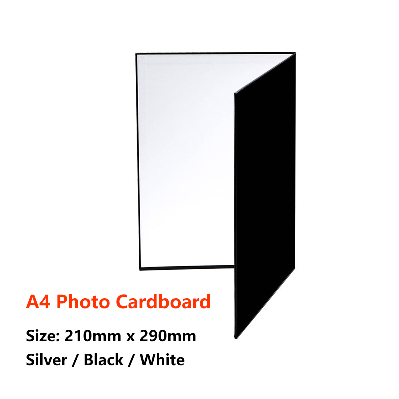 Reflector de cartón plegable para fotografía, 3 en 1 accesorio de luz, multiusos, papel reflectante blanco, negro y plata: A4 silver