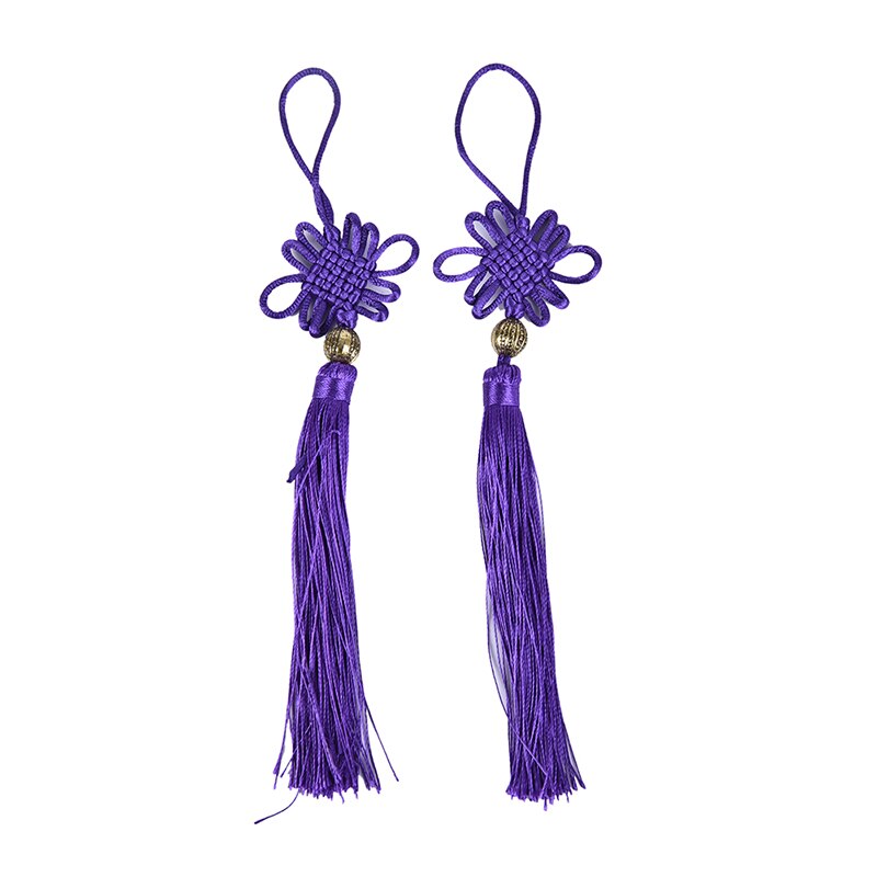 2PC Gold Beads Chinese Knot Tassel Home Textile Curtain Garment Sewing Macrame Decoration Pendant DIY Jewelry Accessories: Purple