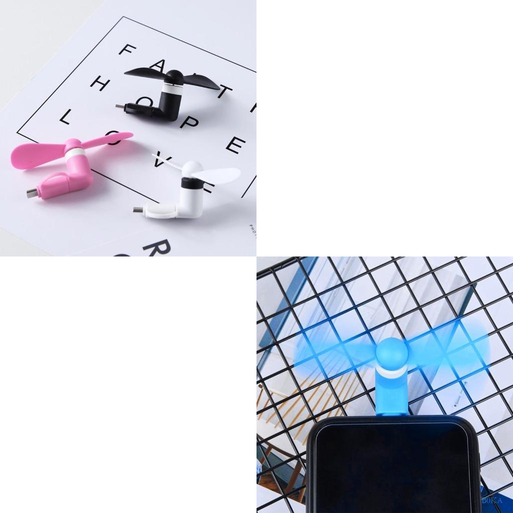 B0KA USB Fan Cell Phone Fans Type C Micro USB Cooler Handheld Cell Phone Cooling Small Fan Long Service