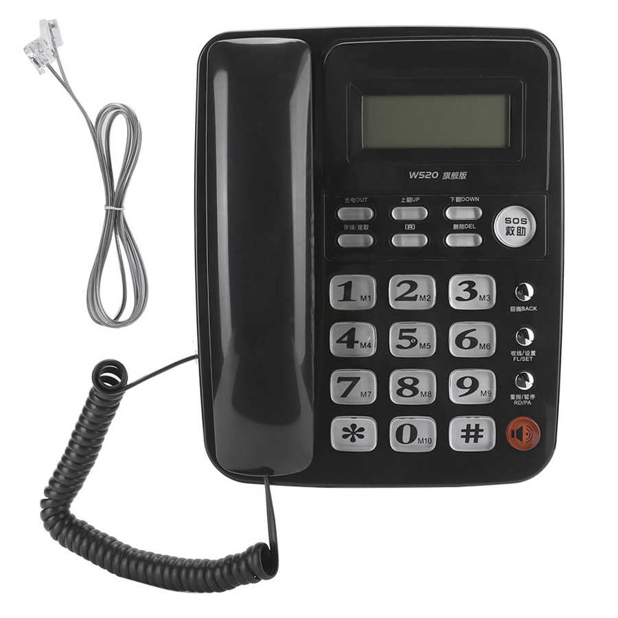 W520 Caller Identification Telephone Hands Free Call for Office Home Family Business: Black