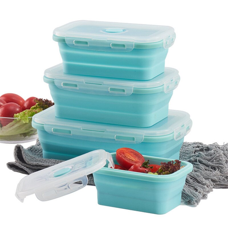 Safe Collapsible Silicone Food Container Portable Bento Lunch Box Microware Home Kitchen Outdoor Food Storage Containers Box