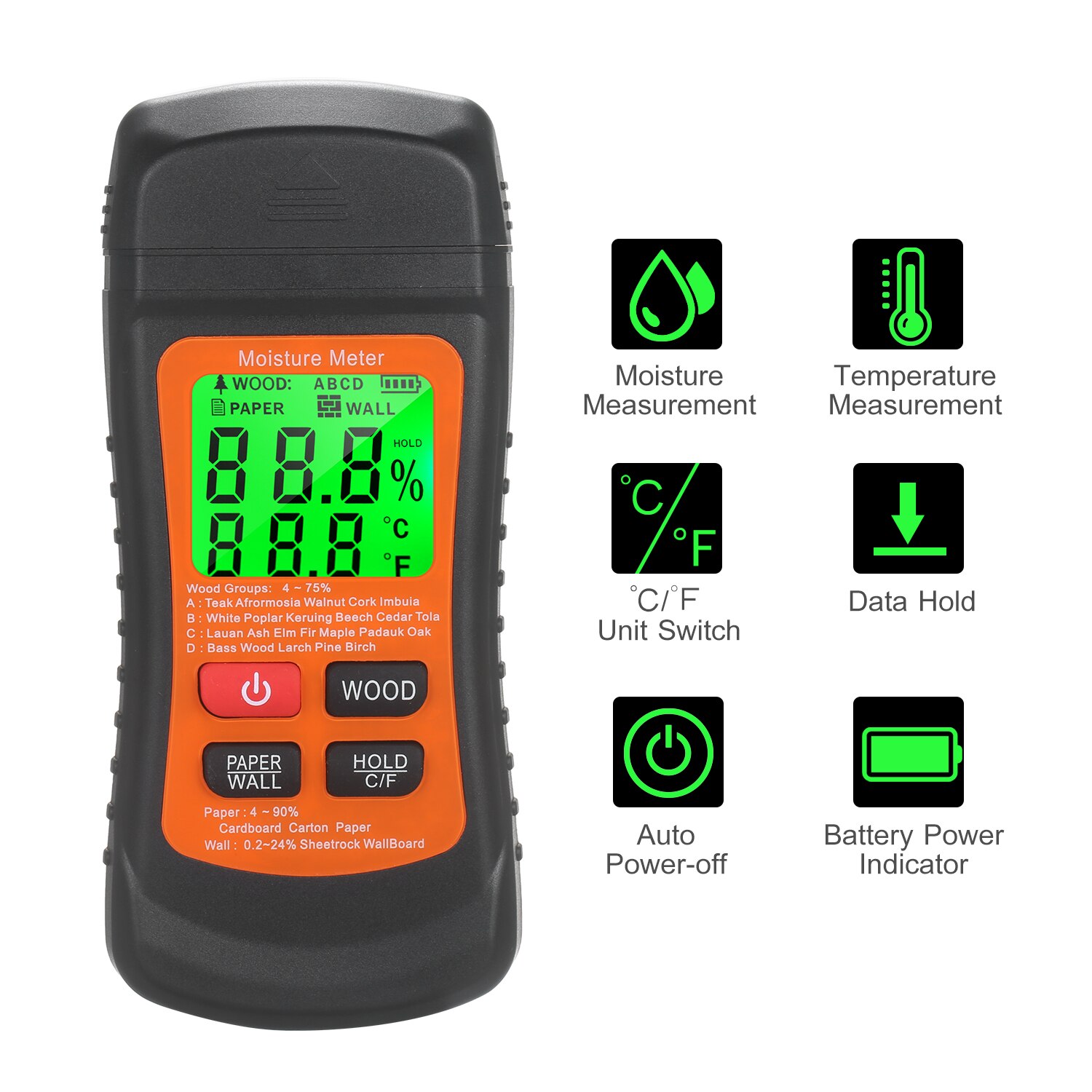 Hout Vocht Meter Lcd Digitale Vochtige Vocht Tester Met Groene Achtergrondverlichting Pin Type Waterlek & Vocht Detector