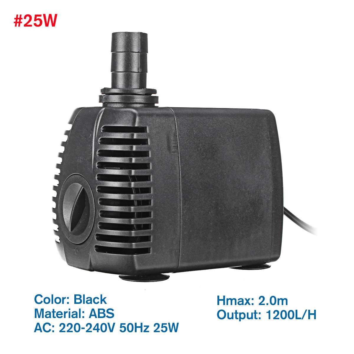 Adjustable Flow Water Pump Fish Tank Submersible Fountain Aquarium Pond Ultra-Quiet Silent Pump 3/8/15/25/45/65W 50Hz: 25W
