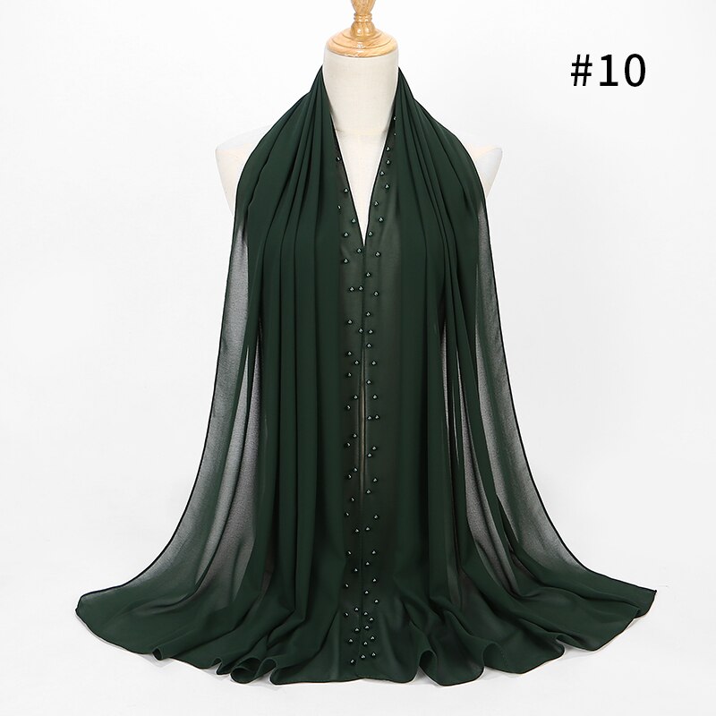 Parel Sjaal Big Size Solider Kleur Bubble Chiffon Sjaal Effen Sjaals Hijab Moslim Sjaal: 10