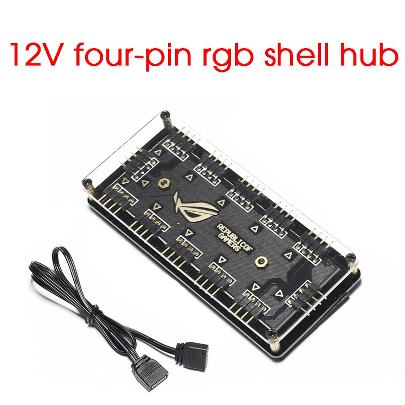12V 4pin RGB AURA 5V 3 pin ARGB RGBW Cable Splitter Hub Case w/ Tape & Extension Cable Adapter LED Strip Light PC RGB Fan Cooler: 12V Four-pin hub