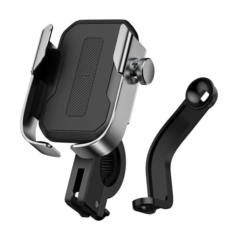 Baseus Motorcycle Bicycle Phone Holder 360° Rotation Alloy Moto Bike Stand Mount For Iphone 11 Max Samsung 4.7-6.5 Inch Phones: Silver
