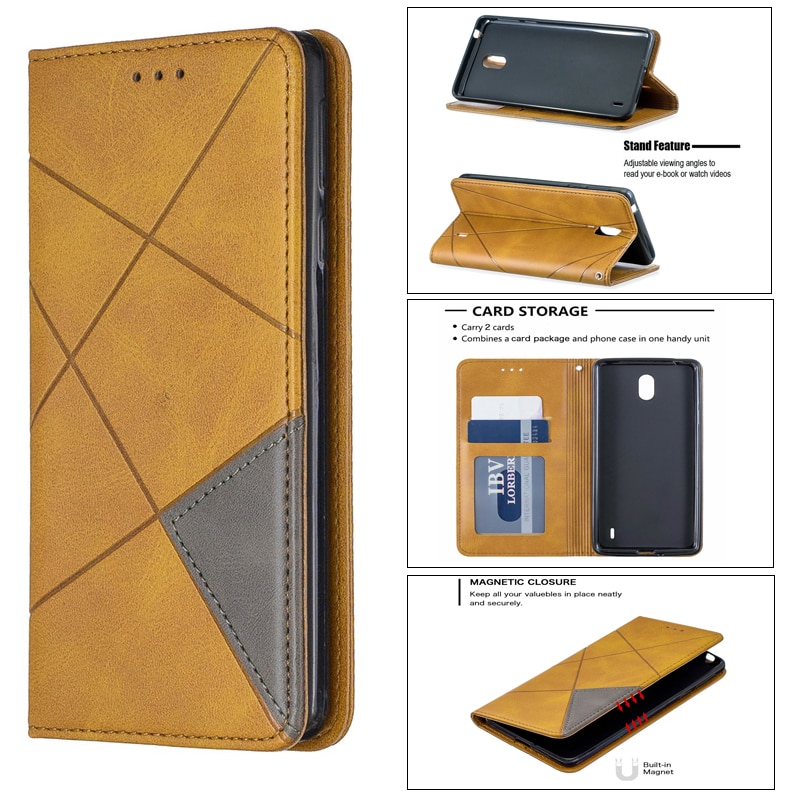 6 colors Luxury geometric business Magnetic holster For Nokia 2.2 3.2 1plus 4.2 6.2 7.2 Card slot flip stand Cover case