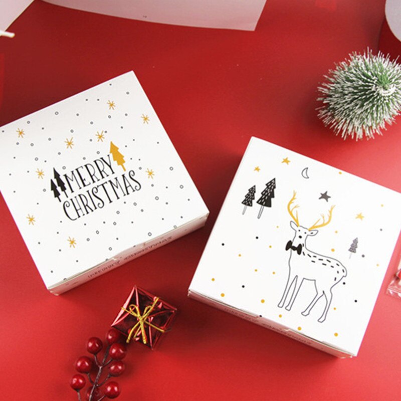 Boîtes à pour dragées de noël, emballages pour invités avec arbre de noël et cerf, sac pour noël, fête de nouvel an, 2 pièces: Mixed