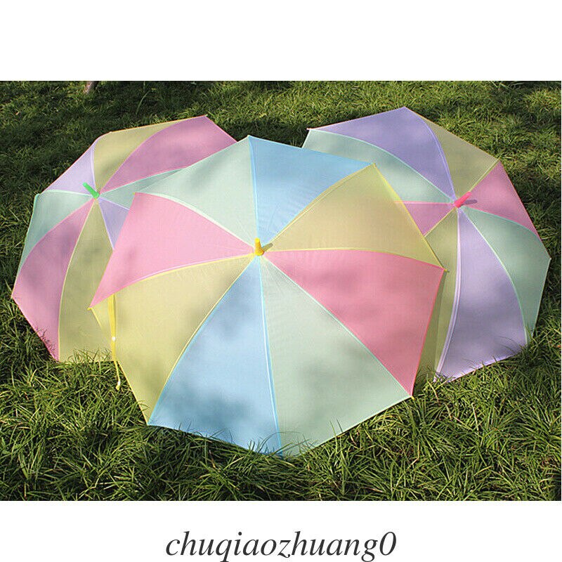 Mode Vrouwen Kleurrijke Regenboog Paraplu + Transparante Kleine Clear Regen Zon Uv Parasol PVC Dome Wedding Party Paraplu