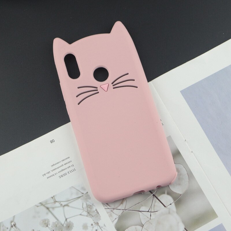 Cute 3D Cartoon Silicon Case for Huawei Honor 10i Cases Japan Glitter Beard Cat Lovely Ears Kitty Phone Cover: HuxuPink