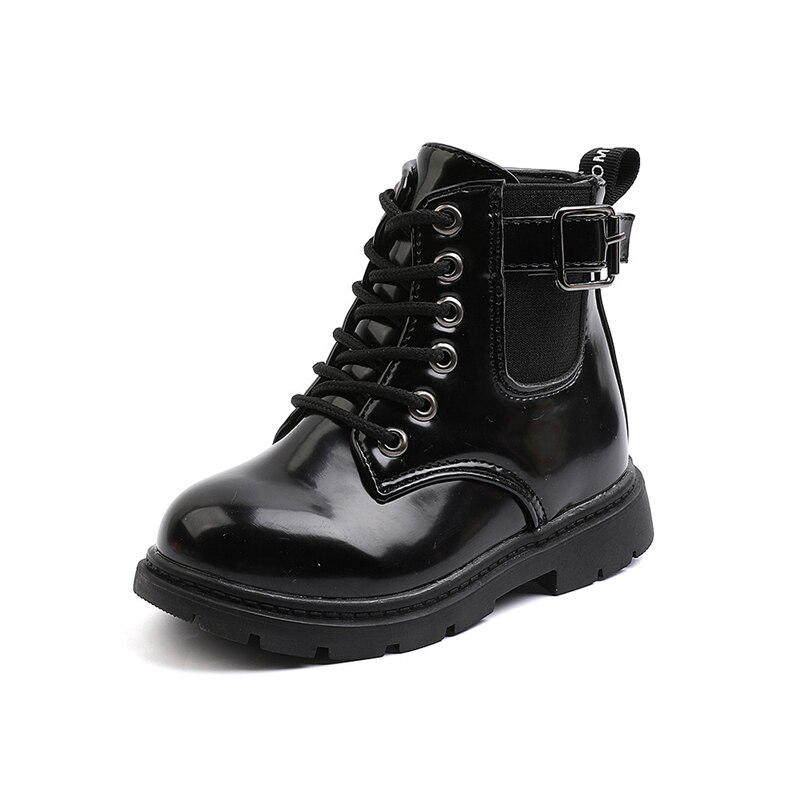2022 Fshion Children Martin Boots Ankle Lace-up British style Motorcycle Boots Boys Girls Kids Shoes 01B: 640 Black / 23