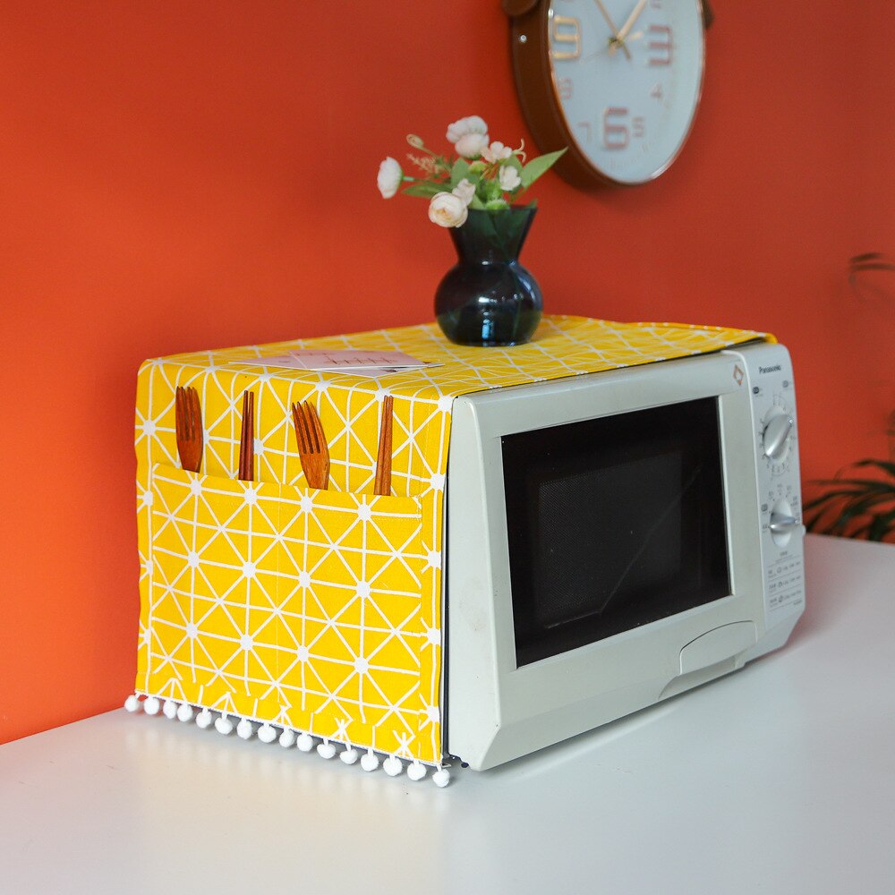 Neue Mikrowelle Abdeckung Mikrowelle Haube Öl Staub Abdeckung mit Lagerung Tasche Küche Zubehör Liefert Hause Dekoration: 30x90cm Gelb