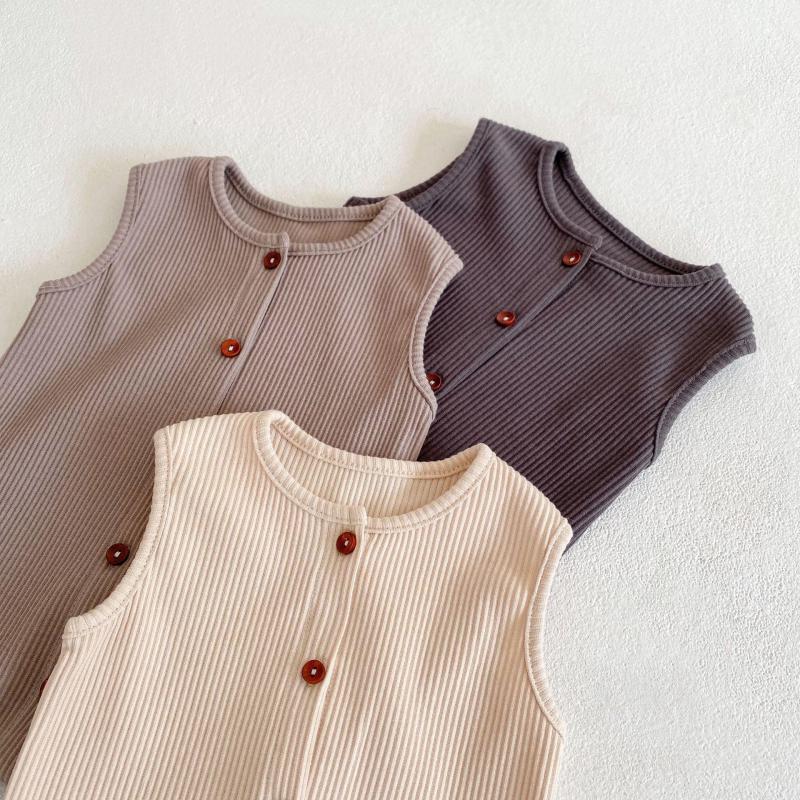 2022 Lente Herfst Baby Leuke Effen Kleur Katoenen Vest Baby Meisjes Jongens Casual Geribbelde Katoenen Kleding Pasgeboren Mode Jas