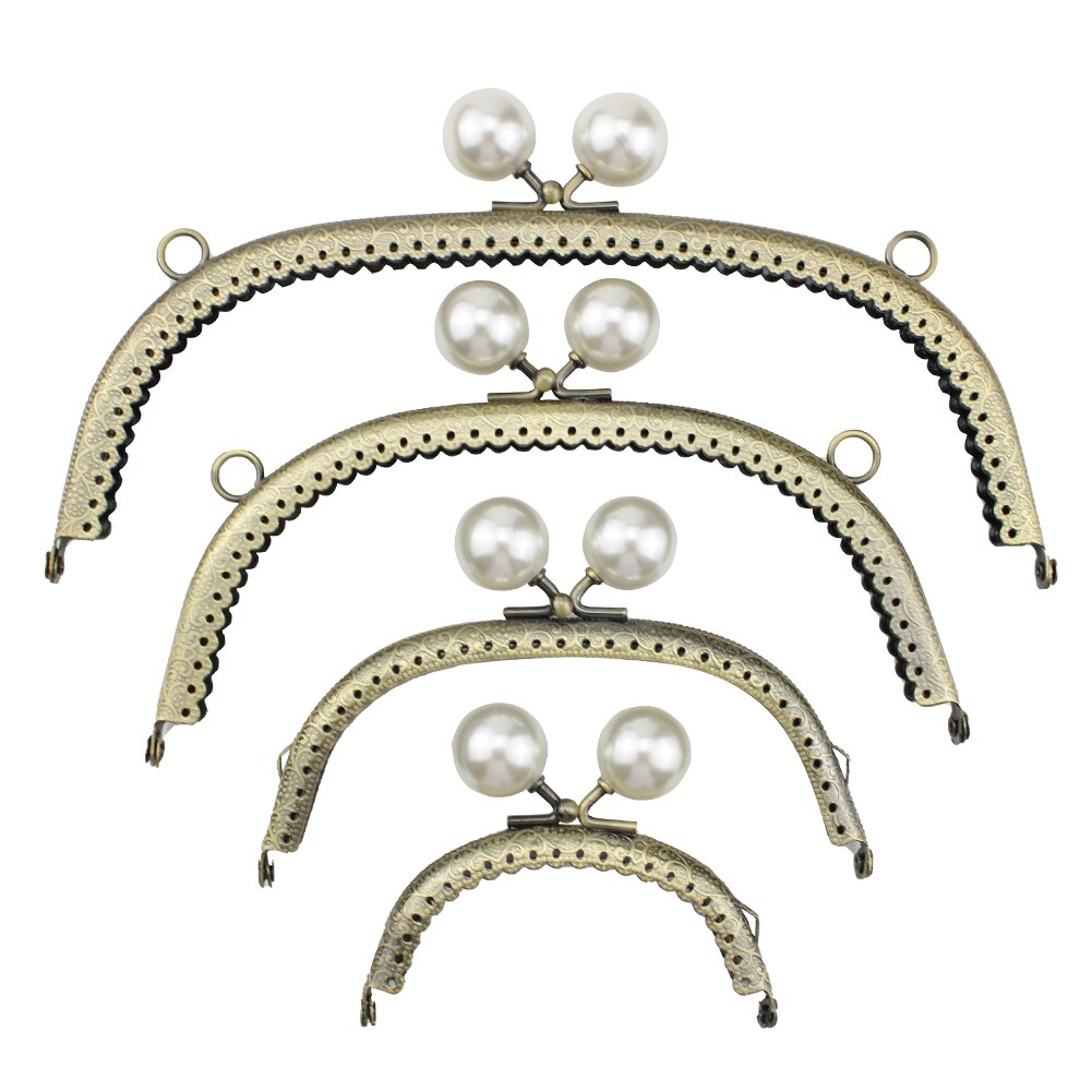 Pearl Flower Pattern Wallet Metal Handle Frame Arc Shaped DIY Clutch Purse Bag Kiss Clasp Lock Handbag Hardware Accessories
