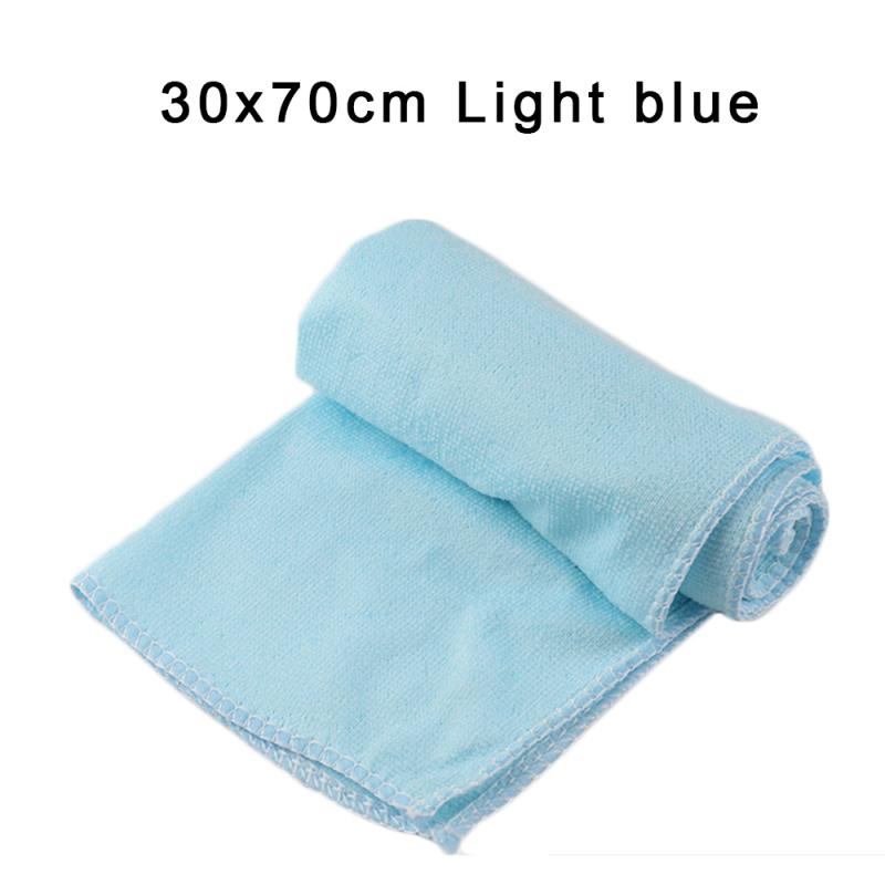 1pc voiture doux microfibre serviette de nettoyage Auto lavage sec propre polonais tissu fort absorbant l'eau doux Auto chiffons accessoires: 70X30 Light Blue