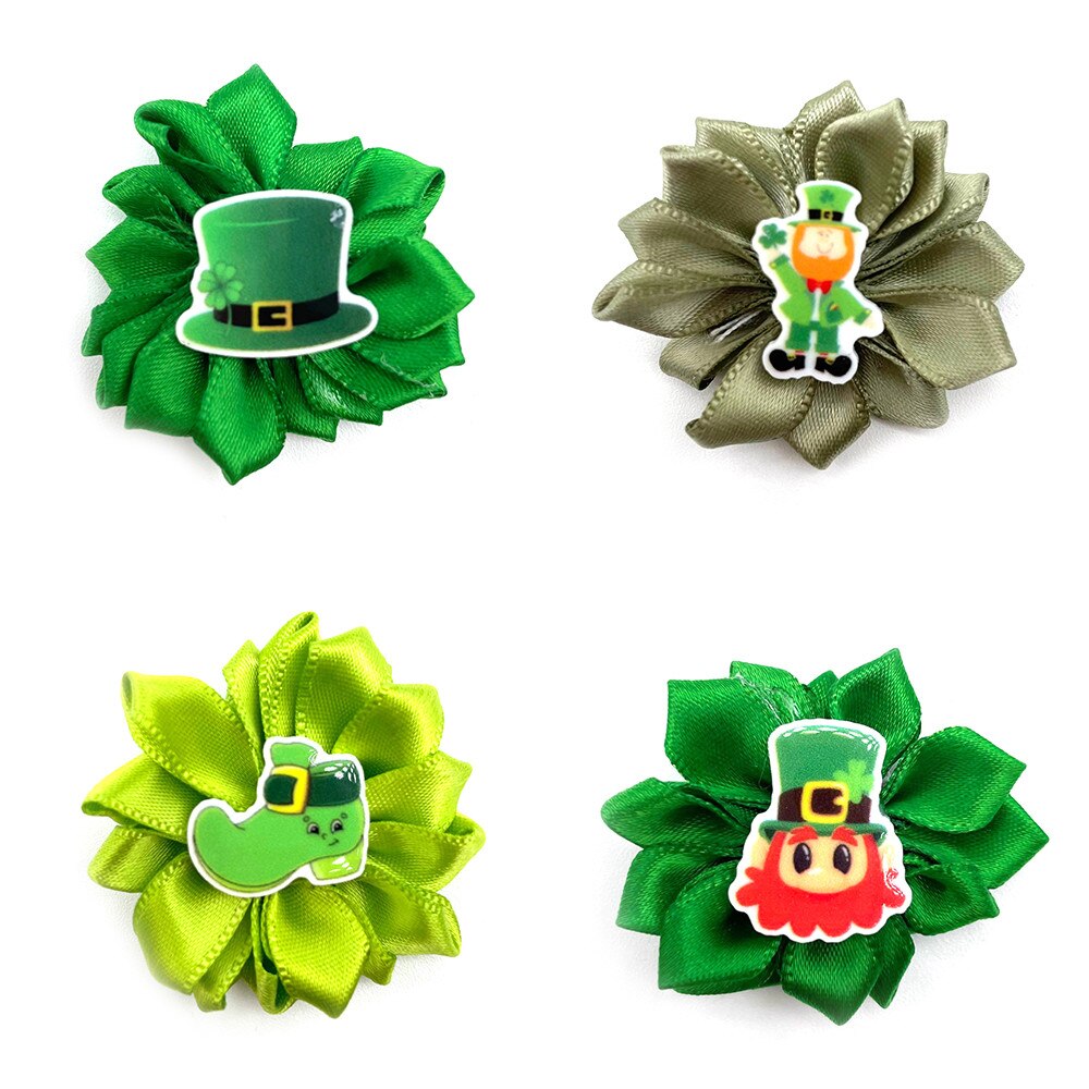 Lazos para el pelo de perros pequeños, gomas de goma para el pelo del Día de San Patricio, accesorios para el cabello del perro Yorkshire Clover, lazos de aseo para productos de mascotas, 50/100 piezas