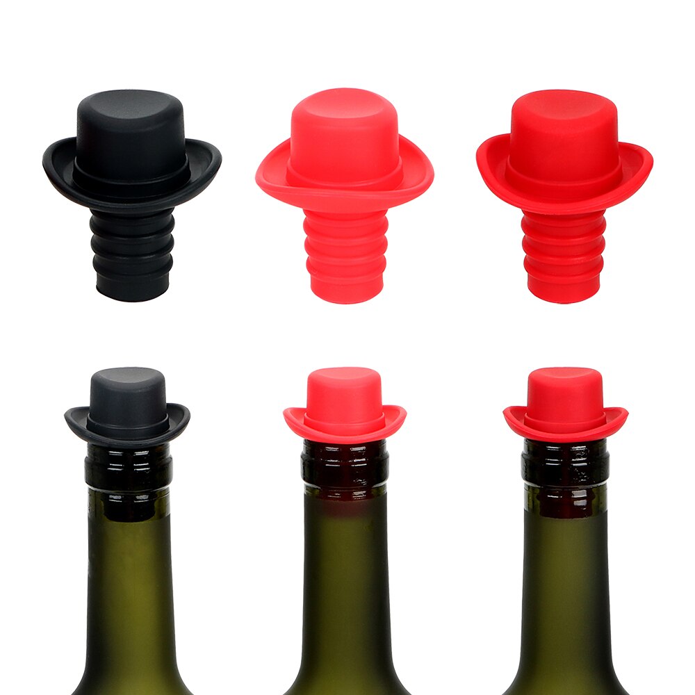 Silicone Funny Bottle Plug Formal Hat Wine Stopper Beer Soda Cork Bottle Cap Cover Kitchen Bar Tools Supplies