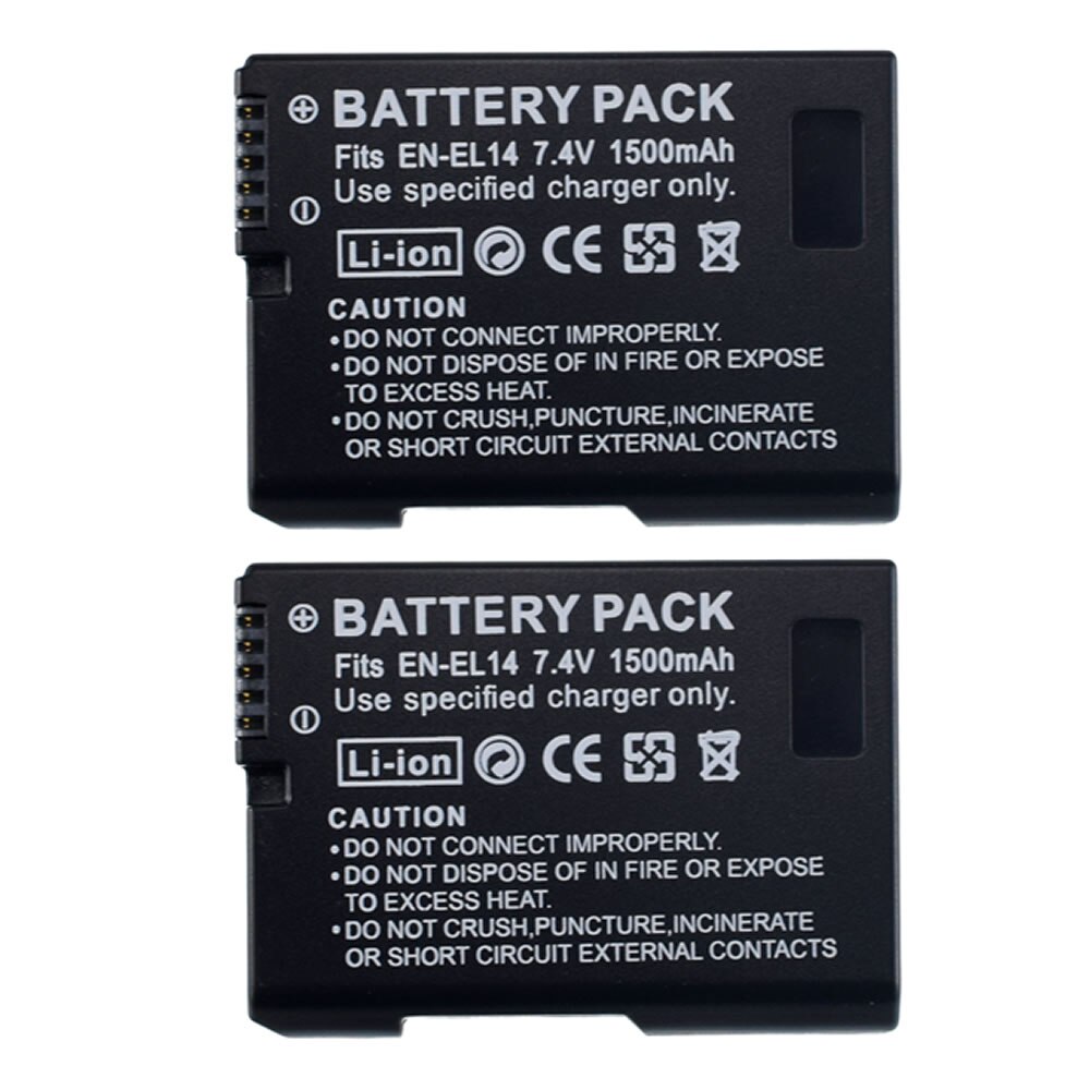 2x EN-EL14 EL14 Camera Battery For Nikon D5200 D3100 D3200 D5100 P7000 P7100 MH-24 D3500 D3300