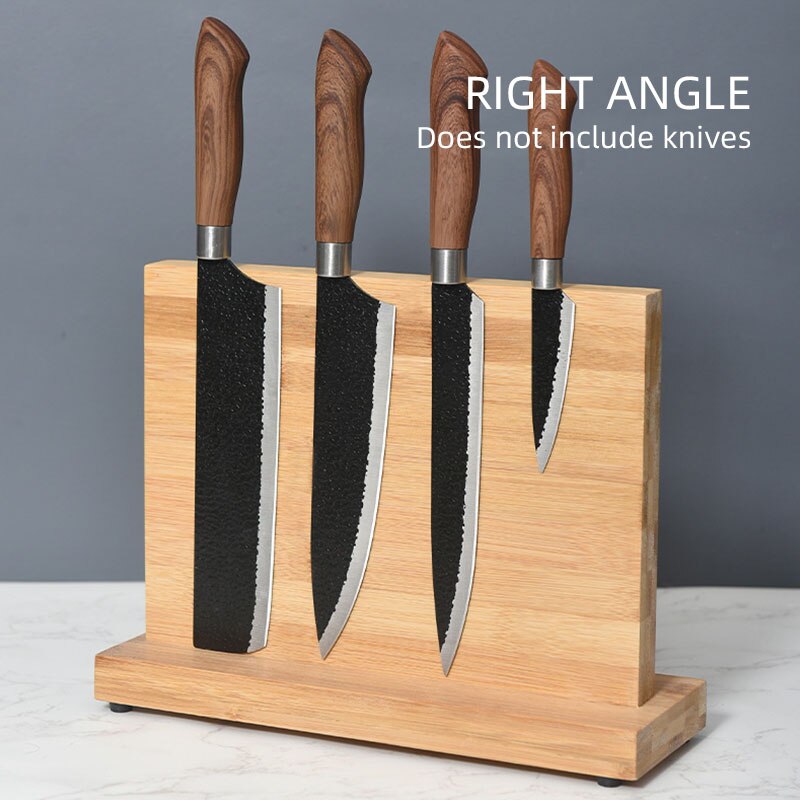 Magnetic Knife Block Natural Wood Knife Organizer Block Oblique Knife Dock Kitchen Scissor Holder Strongly Magnetic: Right angle