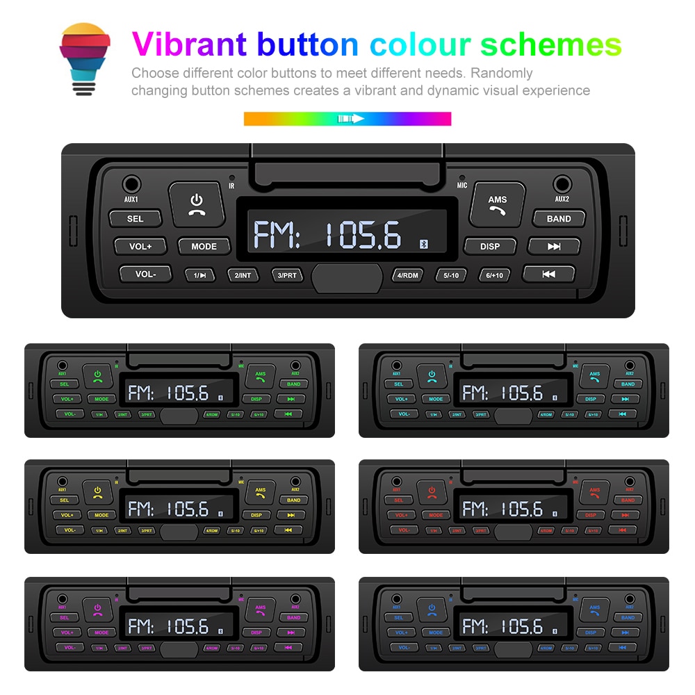 LeeKooLuu 1 Din Removable Autoradio Car Stereo Radio FM Bluetooth Aux-in USB In-dash Central 1Din Car MP3 Multimedia Player