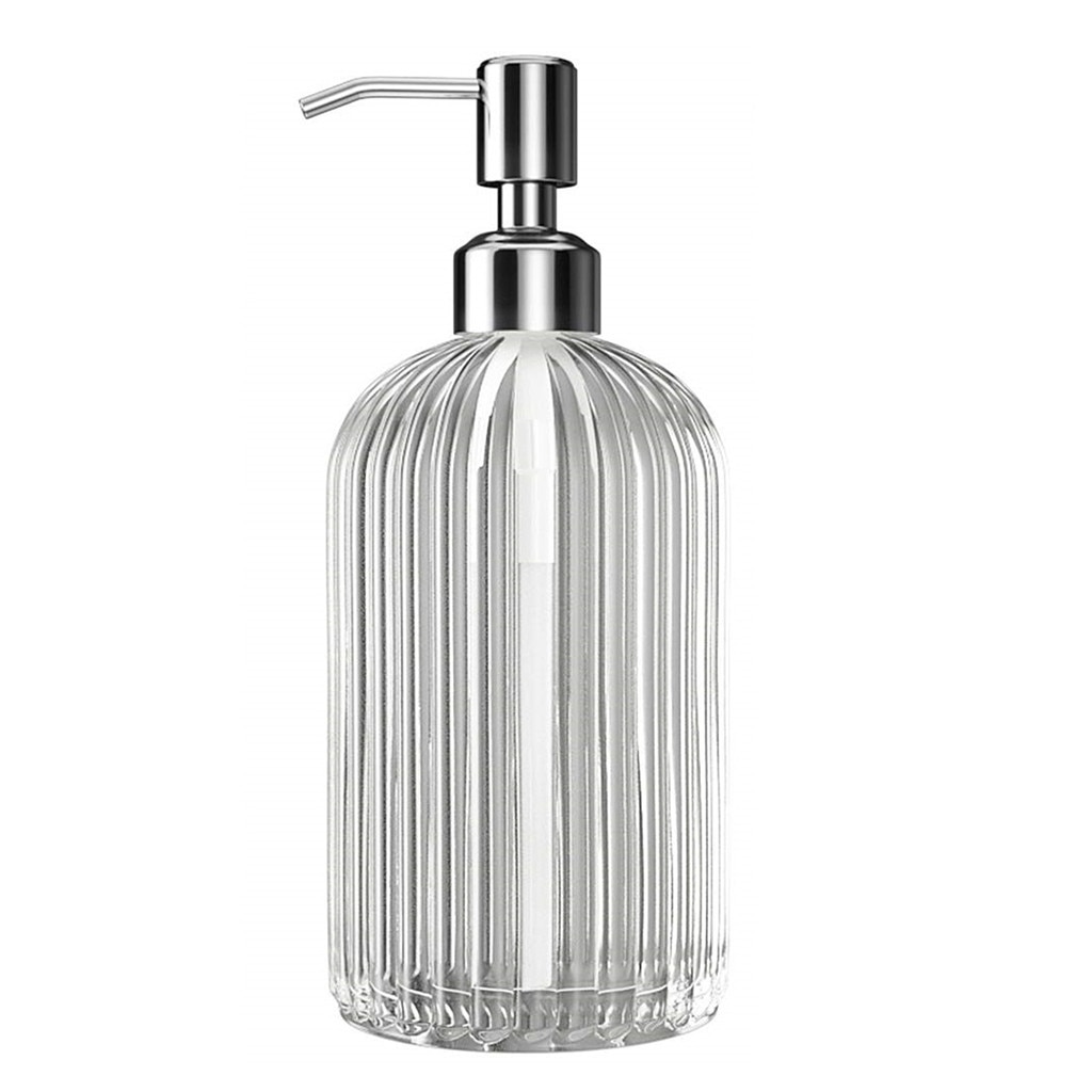 F# Large 18oz Manual Soap Dispenser Clear Glass Hand Sanitizer Bottle Containers Press Empty Bottles Bathroom
