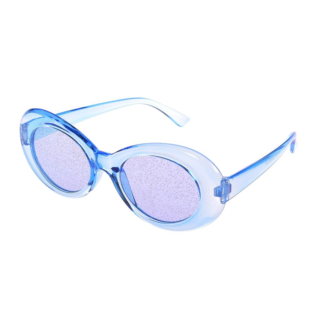 Ovale briller slik farve solbriller kvinder solbriller linse legeret solbriller kvindelige brille stel driver briller glitter: Himmelblå gennemsigtig