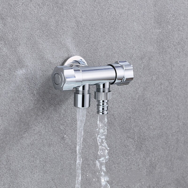1Pc Kitchen Angle Valve One Into Two Out Double Water Washing Machine Toilet Stop Valve Multi-function Tap Filling Pipe Parts