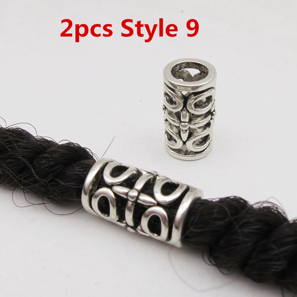 2 stk forskjellige 10 stiler viking hår flette Grue seg skjegg dreadlock perler ringetone rør til hårtilbehør: 2 stk stil 9
