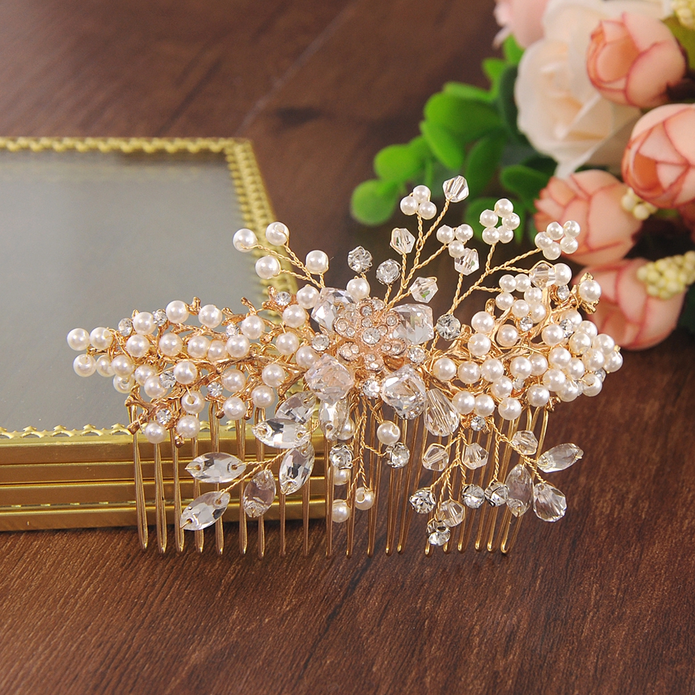 TOPQUEEN HP44 wedding hair comb hair accessories bridal hair comb crystals bridal hair comb for wedding