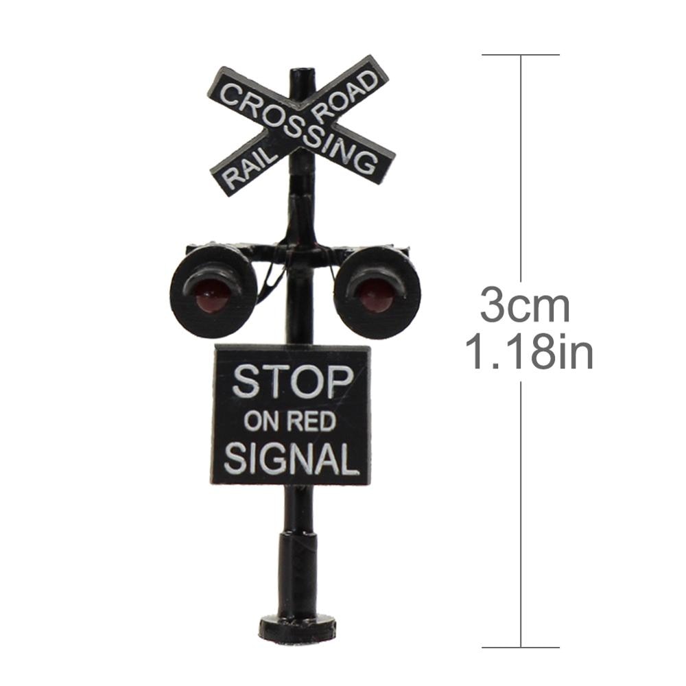 2pcs N Scale Model Railroad Crossing Signals Stop on Red LED Head 1:160 Model Traffic Block Singal