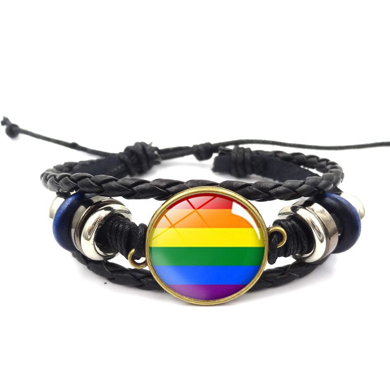 Gay Polsbandje Handgemaakte Ronde Touw Leather Charm Armband Rainbow Polsband Valentijn Cadeaus Vriendschap Sieraden: 04