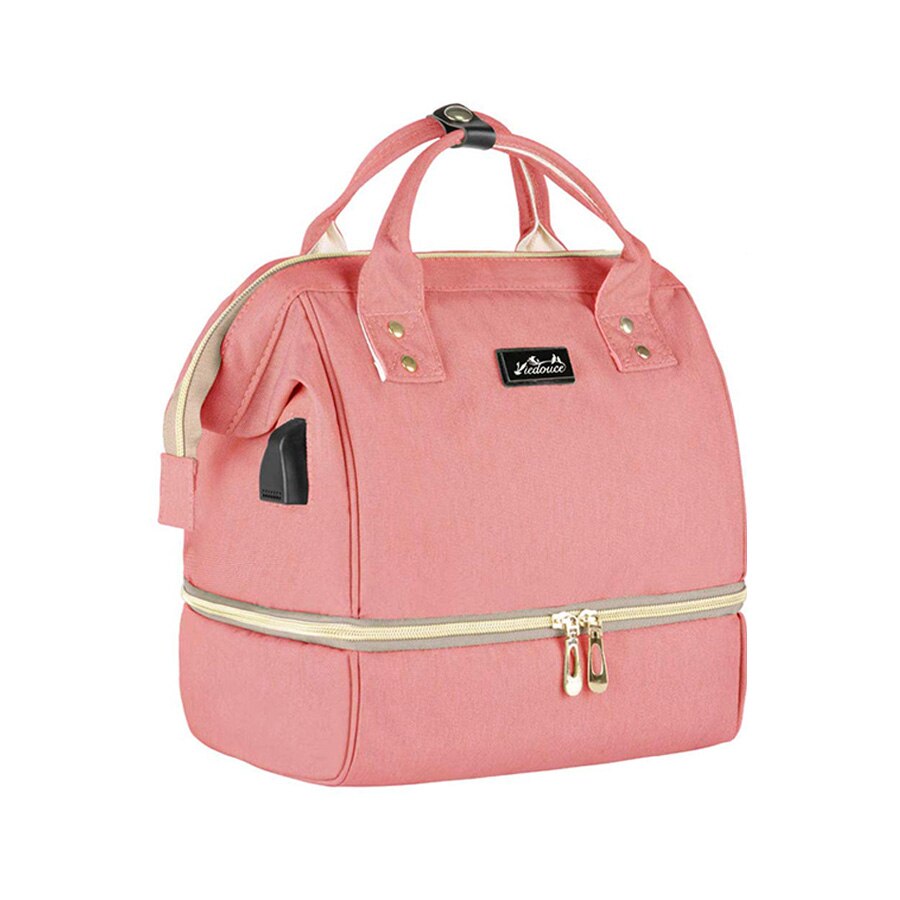 Viedouce termisk isoleret pusletaske baby pusletaske blerygsæk mor mor barselstasker med ble urinpude: Madpose pink