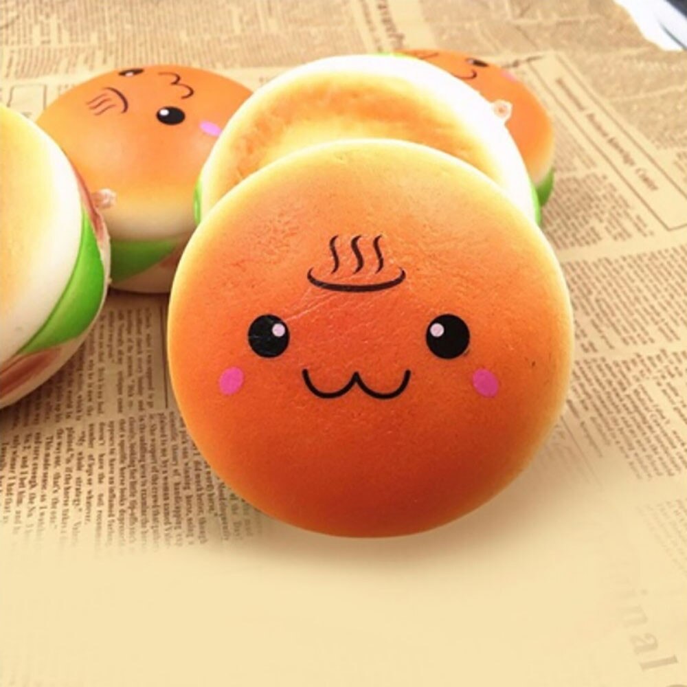 Relax toys 10cm Squishy Hamburger Toy amusing Lovely Bread Bun Cellphone Bag Strap Pendant Charms fascinating decorator D301227
