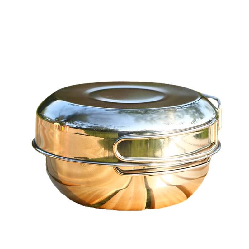 Stainless Steel Camping Cookware Portable Lunch Box Hiking Travel Cookware Camping Equipment Kamp Malzemeleri Outdoor Items