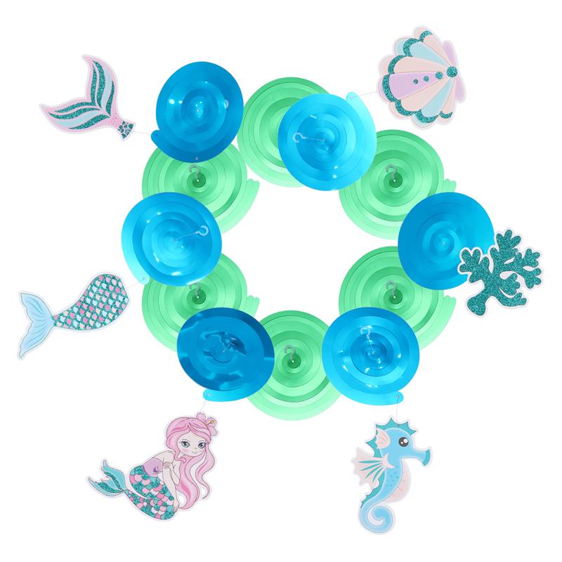 2 pakker hav-tema fest hængende havfrue spiral ornament sommer tema spiral hængende dekoration festartikler til butik