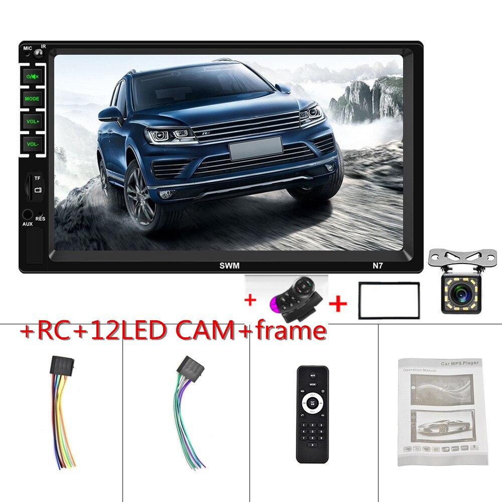 Autoradio 7" Double 2 DIN Head Unit Car Stereo MP5 Player Touch Screen Radio FM/USB/AUX: RC frame 12ed cam