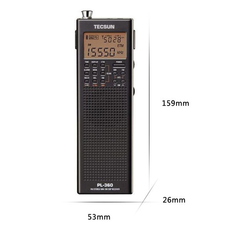Tecsun – radio numérique FM/MW/SW pleine bande PL-360, démodulation numérique, stéréo de poche pour personnes âgées, chargeur à semi-conducteur de Campus
