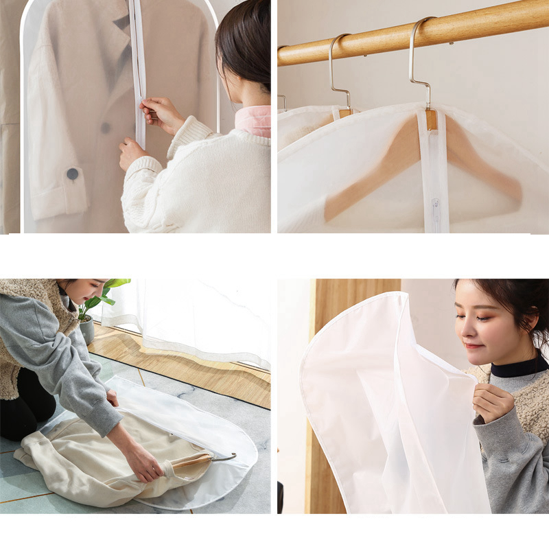 Roupas penduradas capa contra poeira sacos de vestuário claro saco de armazenamento em casa vestido terno casaco capa poeira guarda-roupa pendurado organizadores de roupas