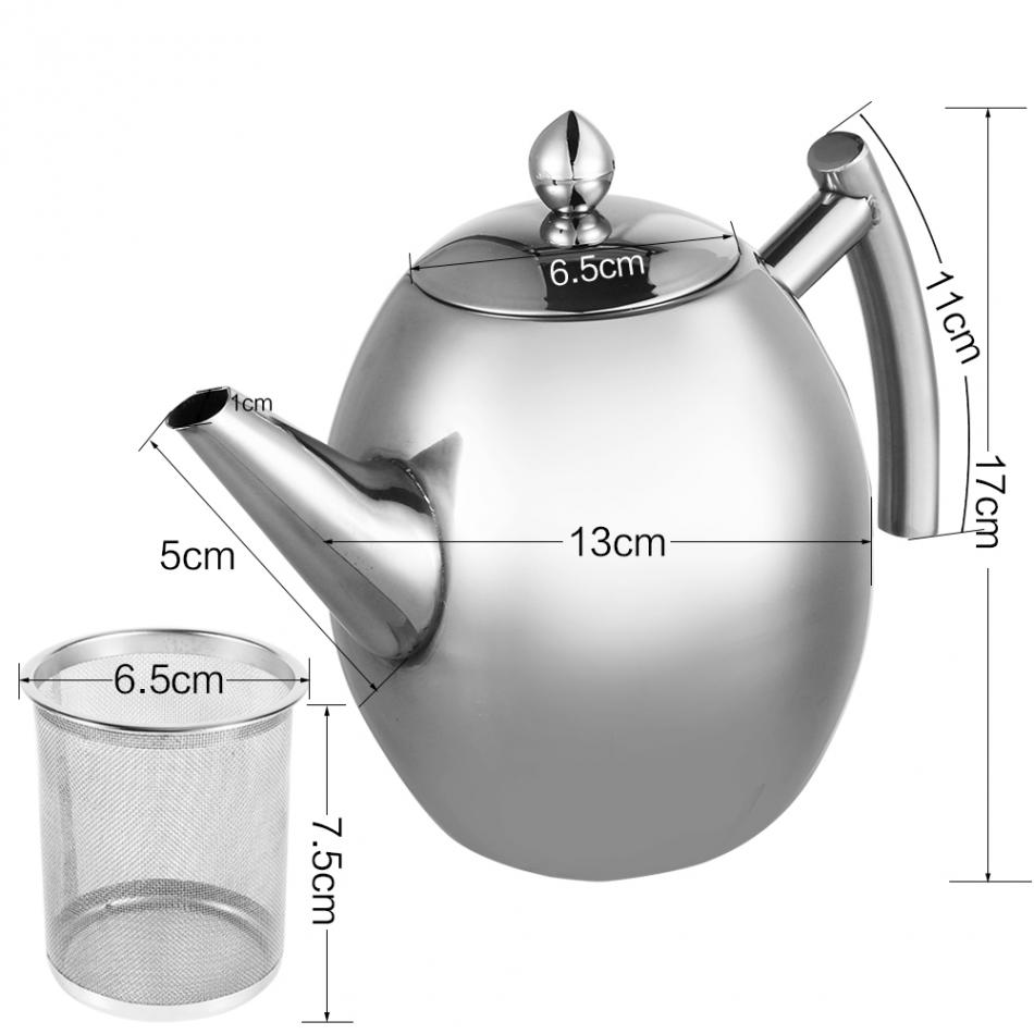 1000/1500ML Stainless Steel Teapot Coffee Pot Water Kettle With Filter Large Capacity