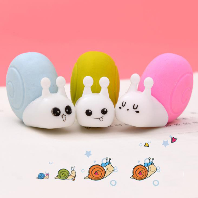 1 Uds., borrador pequeño de caracol, papelería de goma creativa, papelería Kawaii, suministros escolares de aprendizaje para niños, suministros de oficina