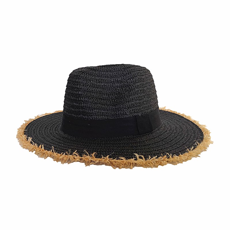 2022 Women Natural Wide Brim Burr Raffia Straw Hat Grandado 5017