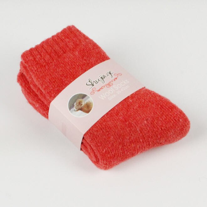 Vinter ull förtjockning varma strumpor kvinnor ren enfärgad termostrumpa ultra tjock kvinnlig meias strumpor kvinnor  a1476: Röd