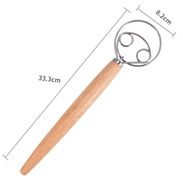 Batidor de masa danés de mano grande, mezclador de pan, batidora de masa de pastelería y pasteles de acero inoxidable, batidor de huevos, herramientas de cocina para hornear: Caqui oscuro