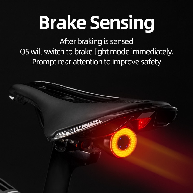 Rockbros sykkel smart auto bremsesensor lys ipx 6 vanntett led lading sykling baklykt sykkel baklys tilbehør  q5